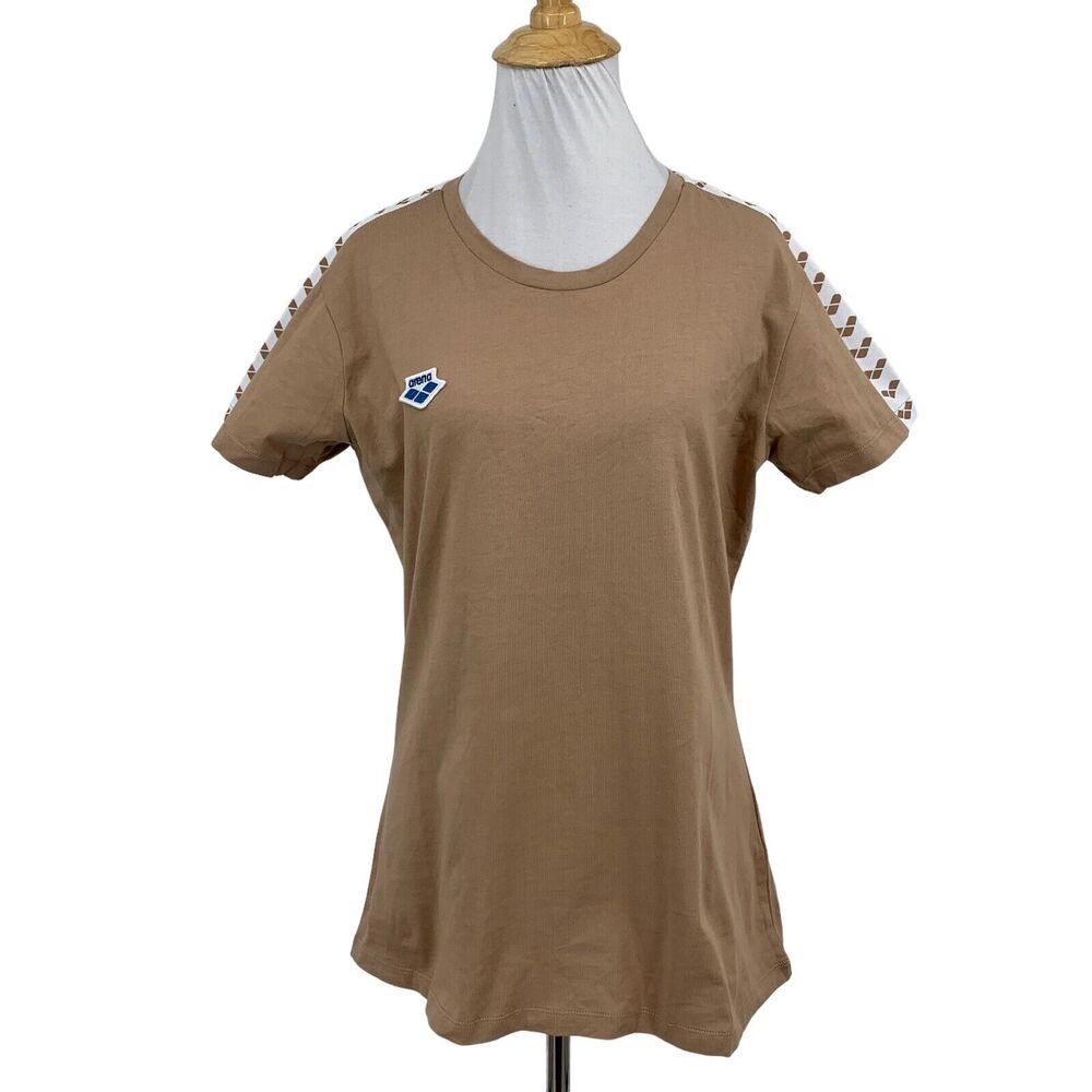 Arena T Shirt Womens M Medium Caramelo White Cotton Team Short Sleeve Top